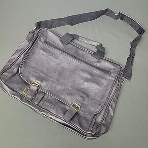 Black Leather-Look Soft Side Briefcase Travel Bag Multi-Compartment With Strap